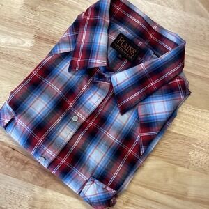 Plains Western Wear Pearl Snap XL Red Plaid Button Up‎ Long Sleeve Adult